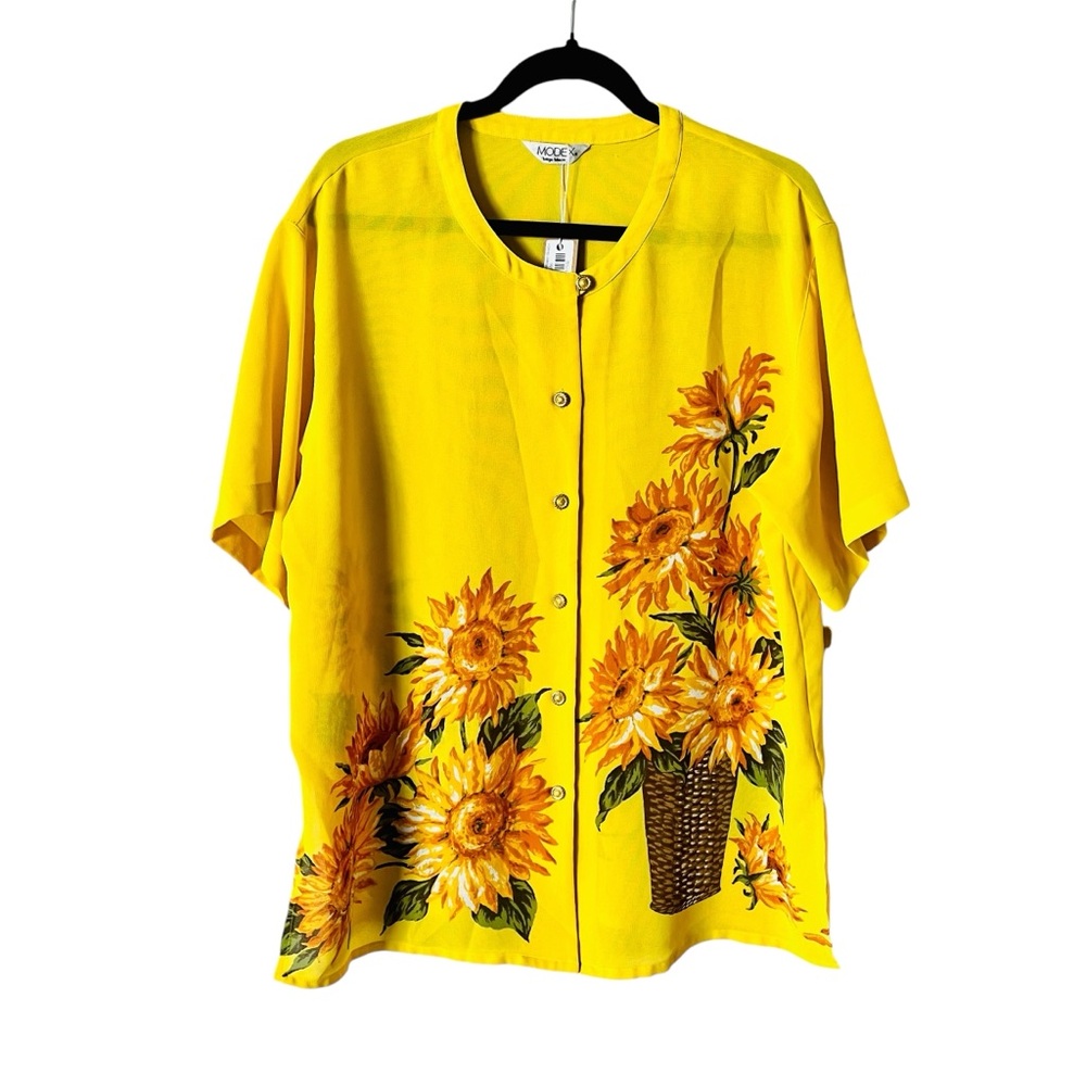 NEW Modex Tokyo Blouse Vintage Top Sunflower Shirt Yellow Floral Spring
